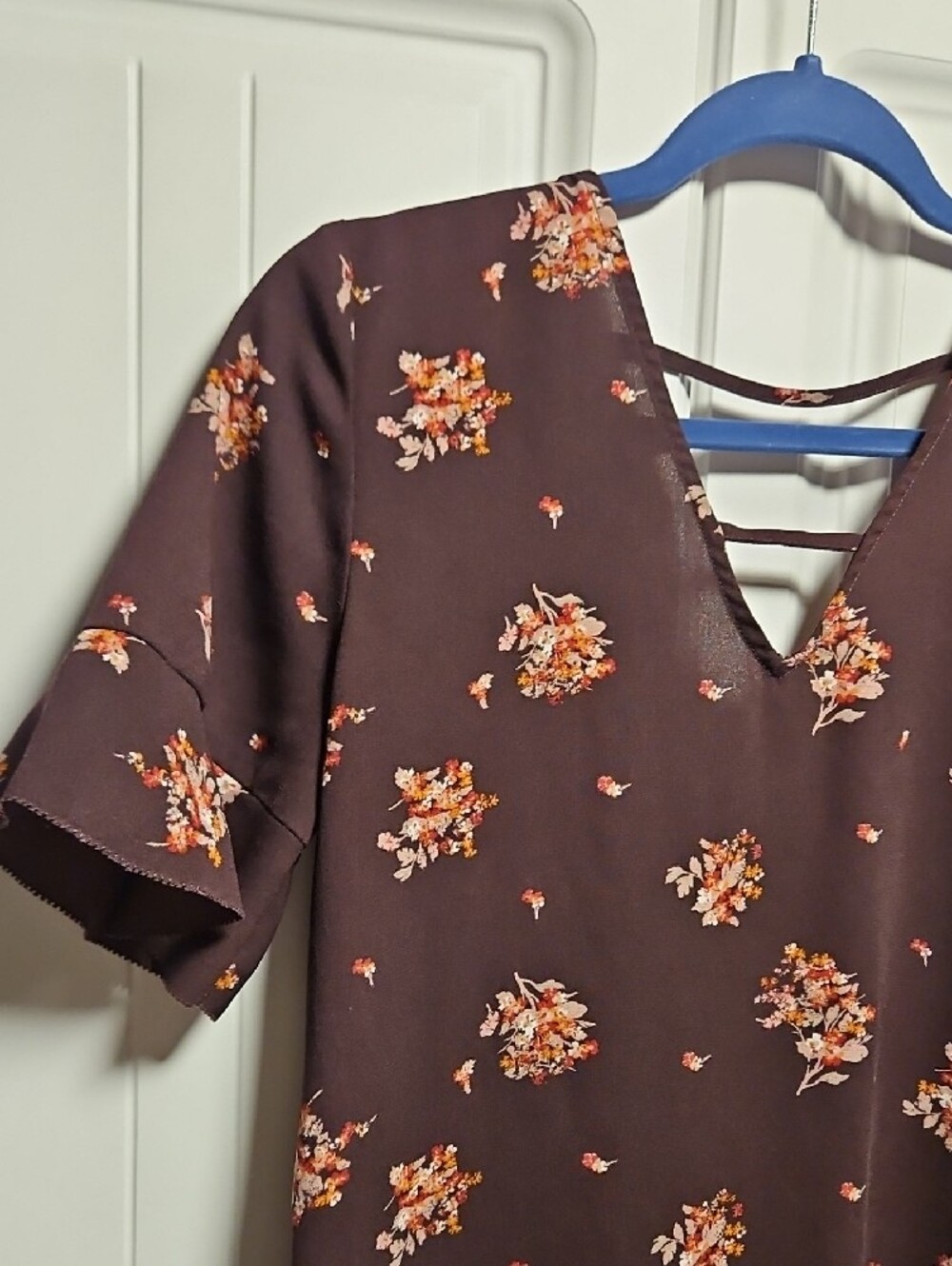 Maurices Maroon Mini Dress with Pink Floral Print - Picture 2 of 5